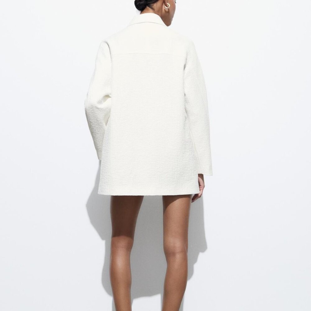 Zara Women TEXTURED COAT Size M NEW WITH TAG! - Picture 4 of 9